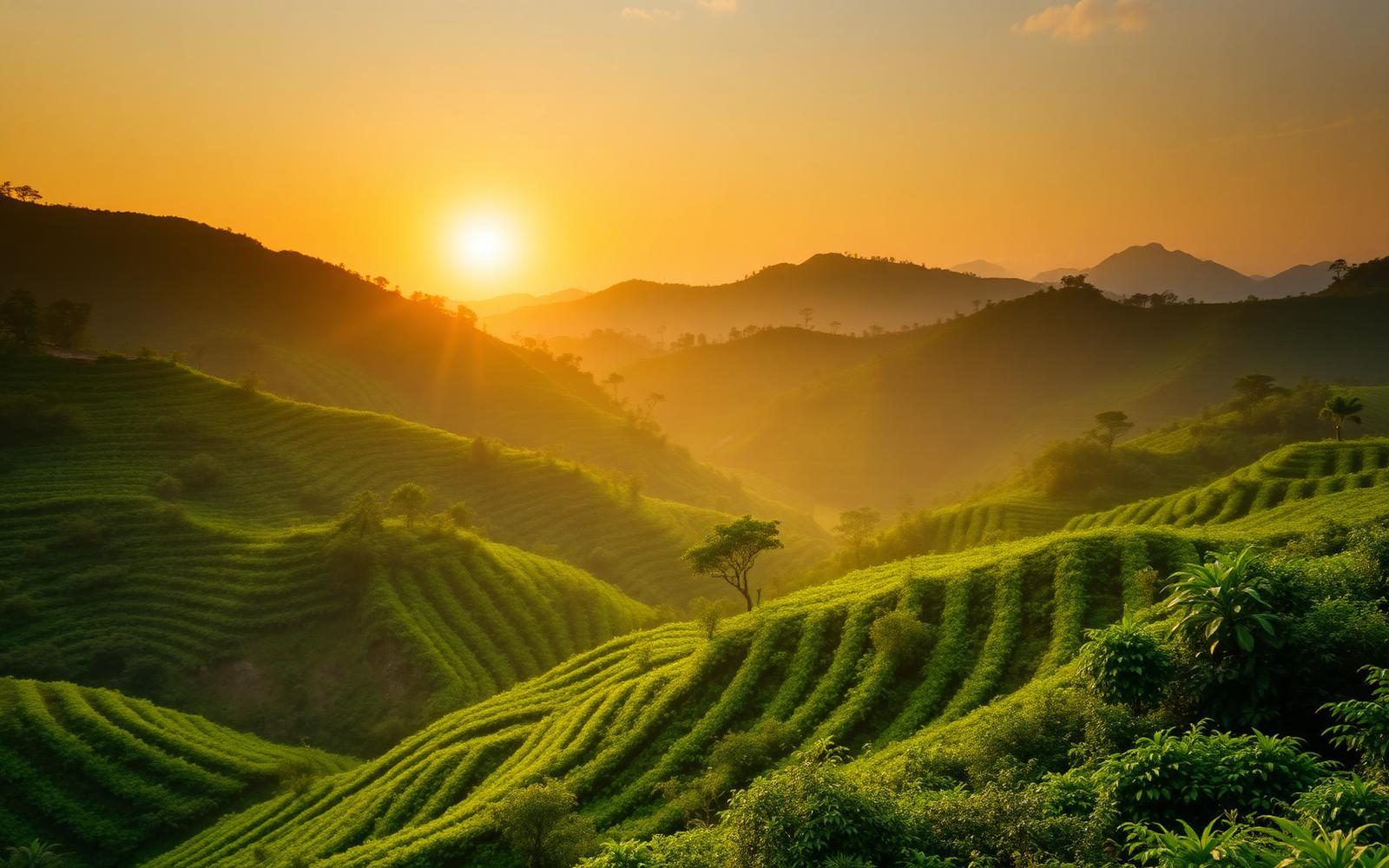 Kerala plantations at sunrise